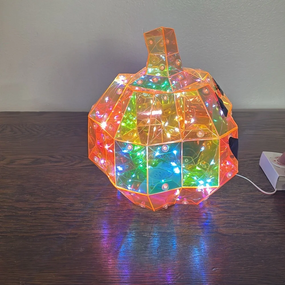 NWT- 🔋OPERATED- LED Light Up- Multicolor Holographic Halloween Jack-o-lantern 🎃